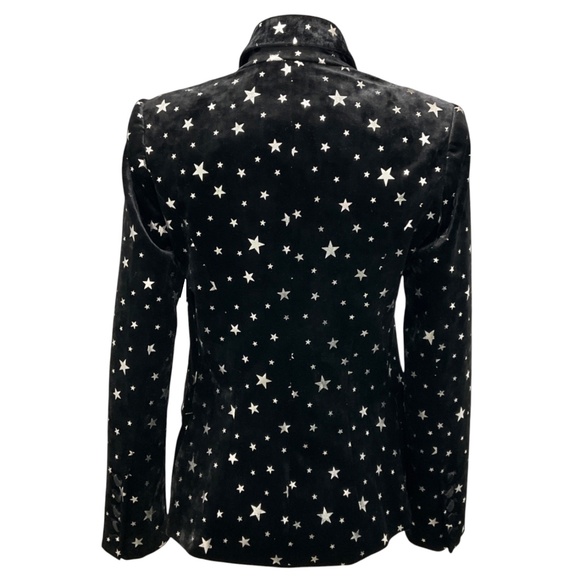 L'AGENCE BLACK / SILVER KENZIE VELVET AND METALLIC STAR BLAZER - Picture 3 of 5